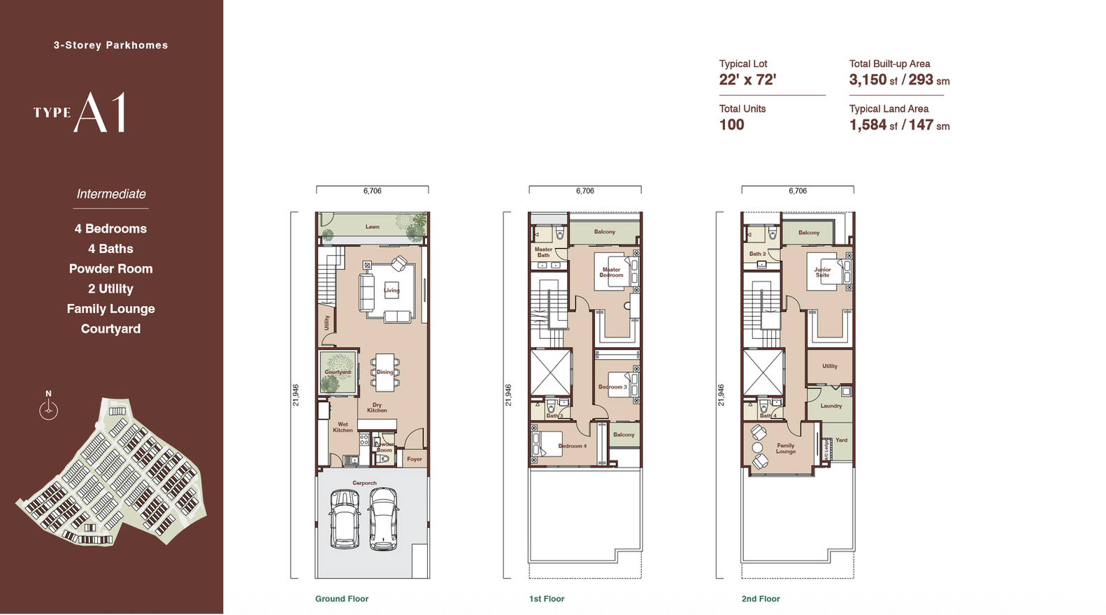 3-Storey Parkhomes layout