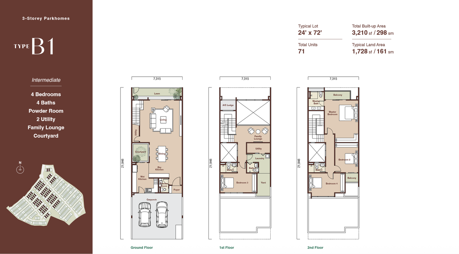 3-Storey Parkhomes - Type B1 layout